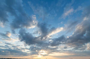 evening sky with sun low in the sky