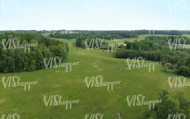 aerial view of a vast grassy area