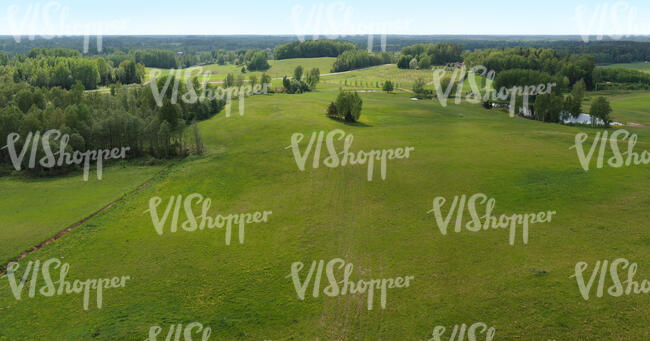 aerial photo of green grassy areas