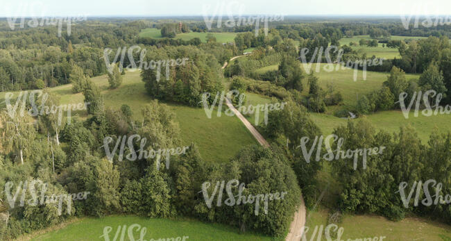 bird eye view of a landscape in countryside