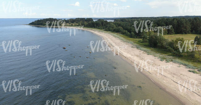 top view of a sandy wild beach