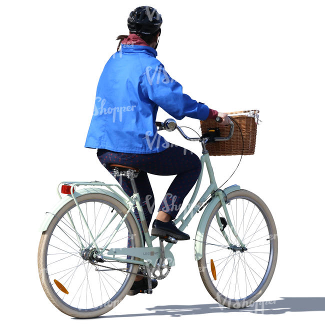 woman with a helmet riding a city bike