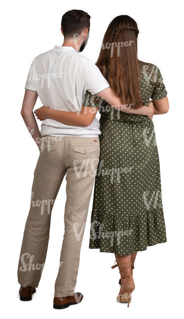 man and woman standing arms around each other