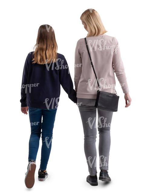 mother and teenage daughter walking hand in hand