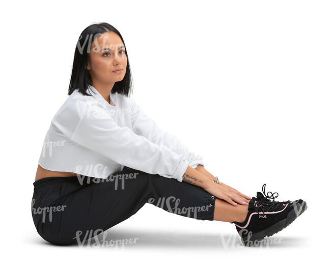 cut out woman sitting on the ground