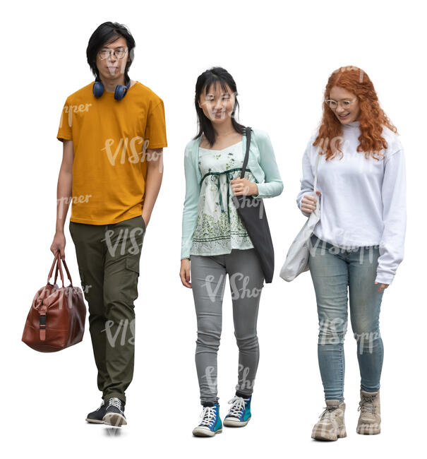 cut out three young people walking and talking - VIShopper