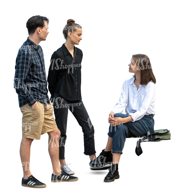 cut out woman sitting and talking to two friends - VIShopper