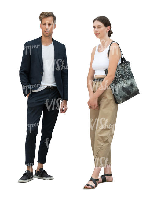 two cut out people standing in ambient light