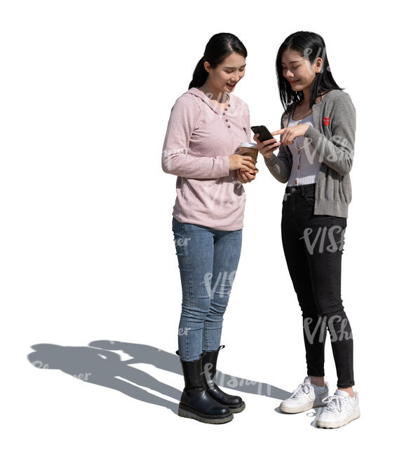 two cut out young asian women standing and talking - VIShopper