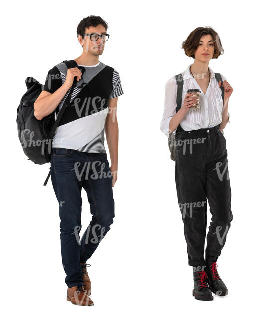 cut out man and woman walking