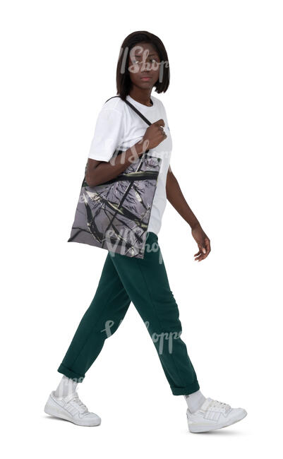 cut out black woman walking