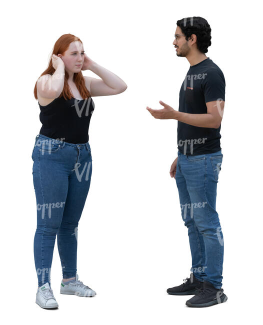 two people standing and having a conversation