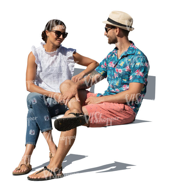 man and woman sitting outside in summer and talking - VIShopper