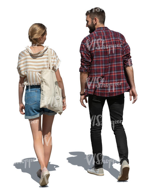 man and woman walking together