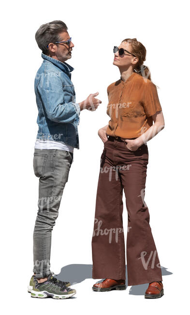 man and woman standing and talking