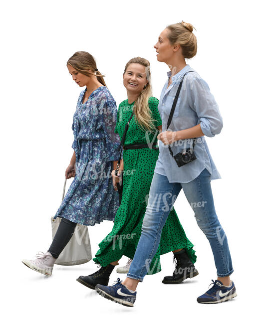 three women walking