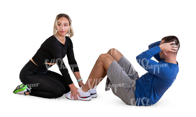 man and woman doing exercises