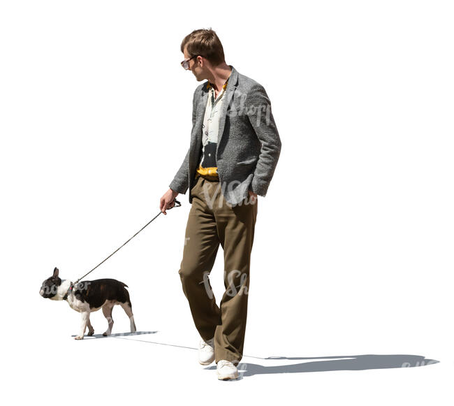 man walking a dog