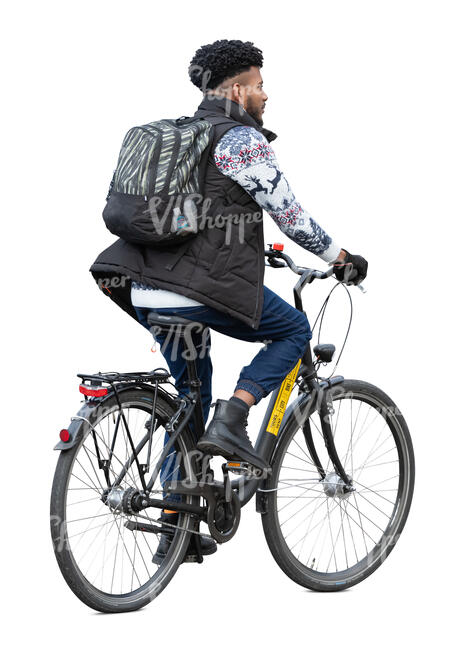 cut out man riding a bike on a cold day - VIShopper