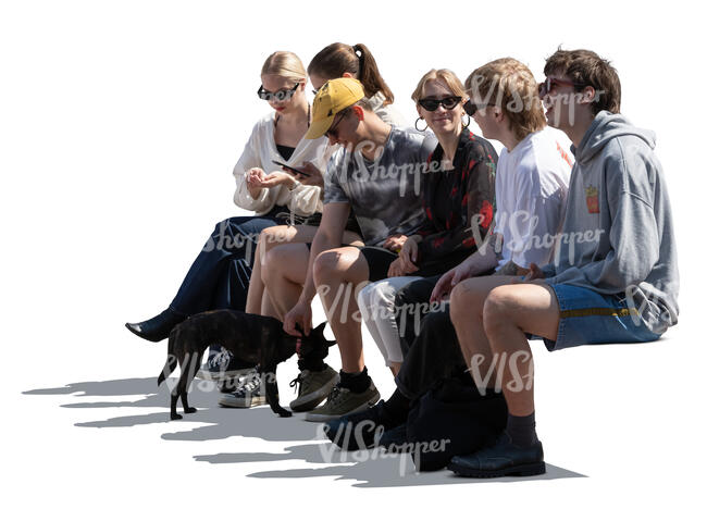 cut out group of people sitting in a row and talking