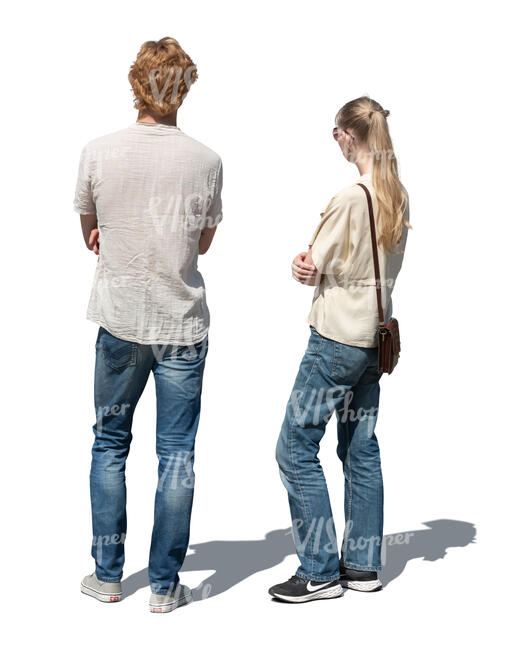 cut out man and woman standing outside