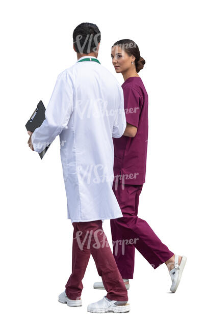 two cut out doctors walking