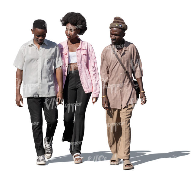 cut out group of black people walking together