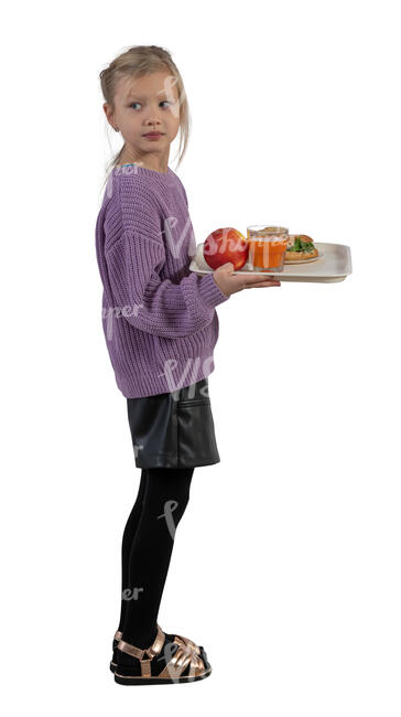 kid with a tray going to eat lunch