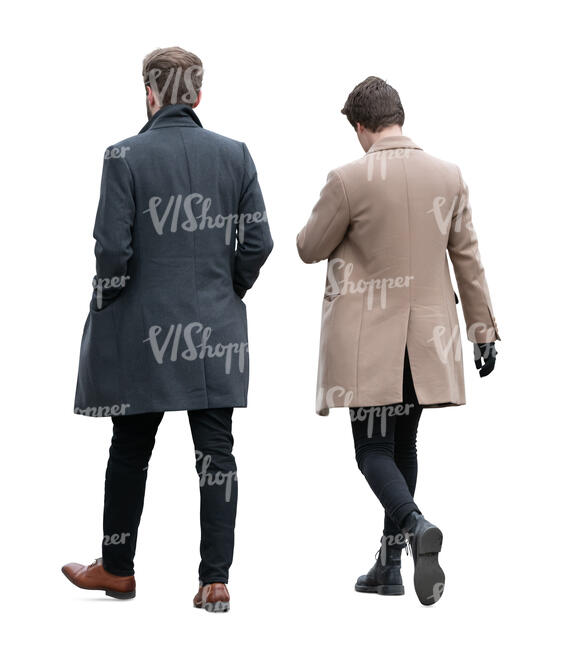 two men wearing overcoats walking