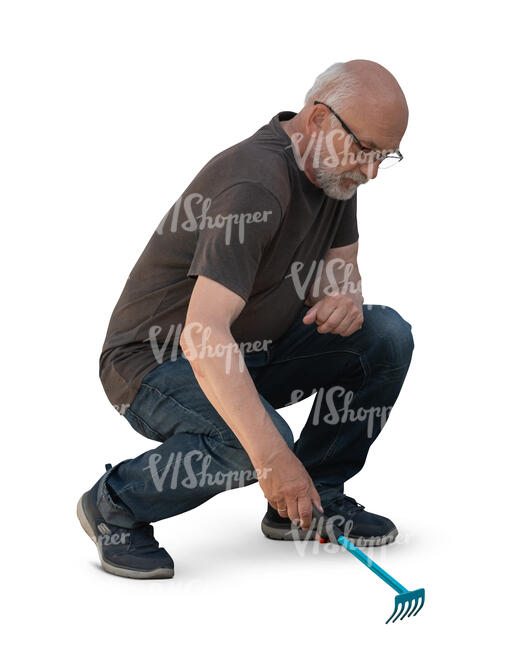 older man working in the garden