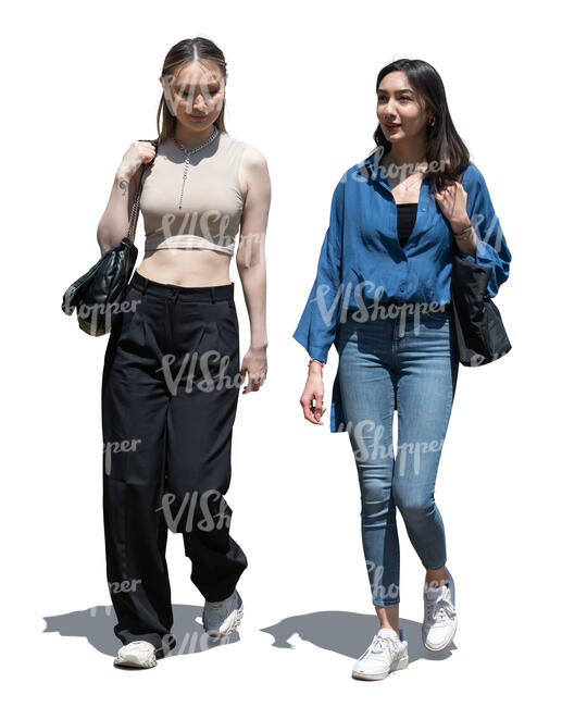 two cut out women walking