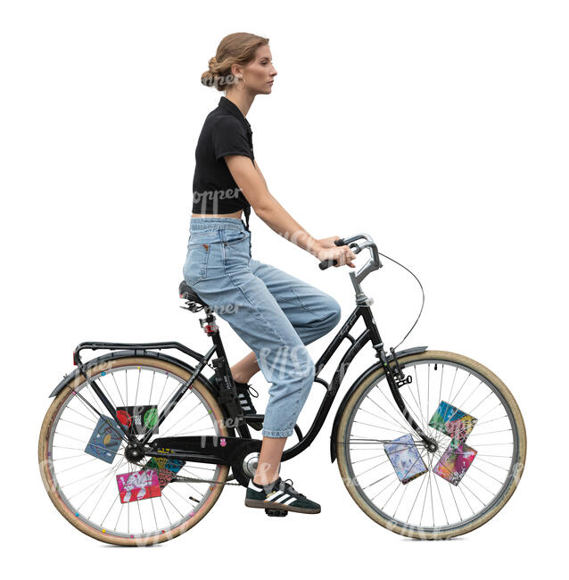 cut out woman riding a bike