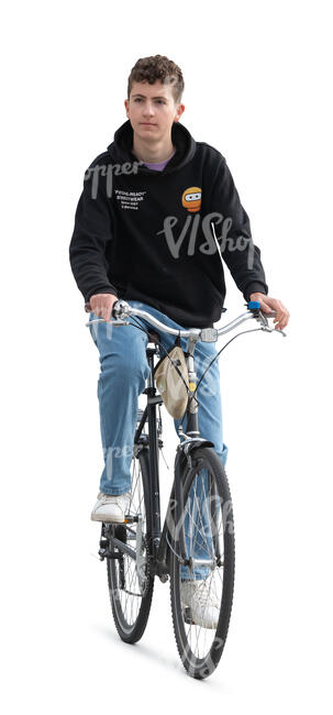 cut out teenage boy riding a bicycle