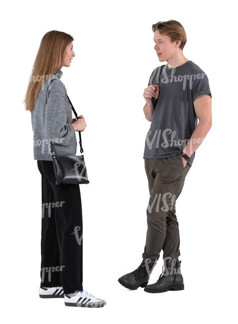 cut out man and woman talking