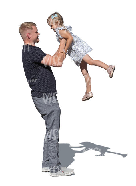 father lifting up his daughter