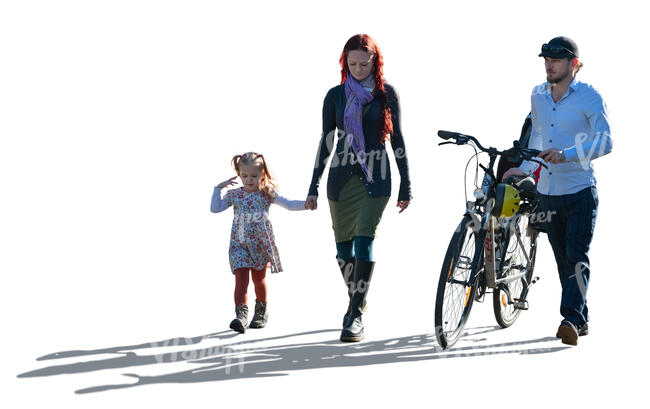 cut out backlit family walking