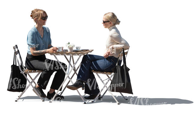 two women sitting in a coffee shop and talking