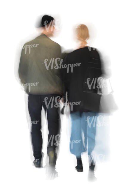 cut out motion blur image of two people walking