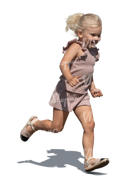 cut out little girl running happily