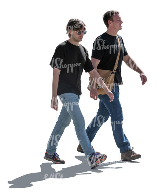 two cut out men walking