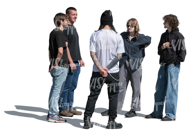 cut out group of five people standing