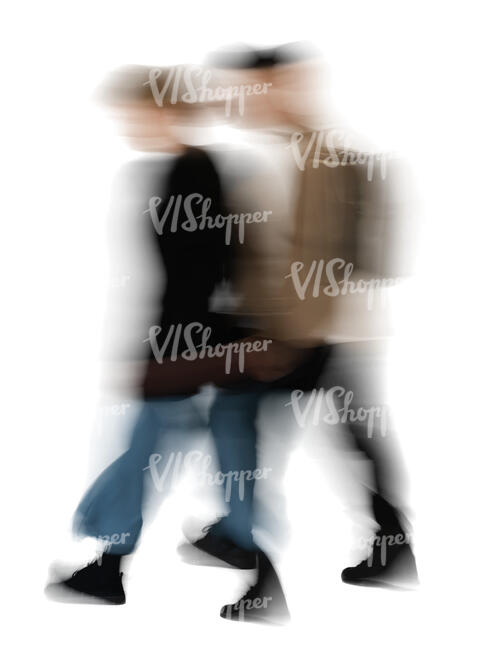 cut out motion blur image of two people walking