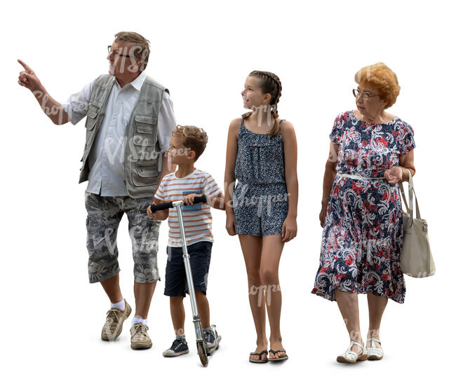 cut out grandparents walking with grandchildren