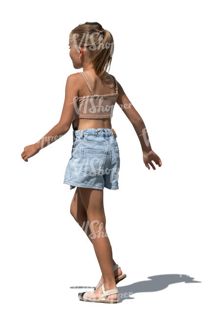 cut out little girl in summer walking