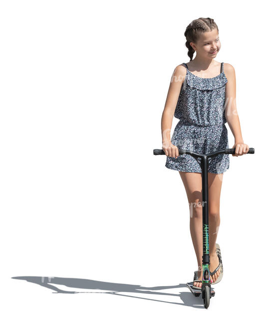 cut out girl riding a scooter