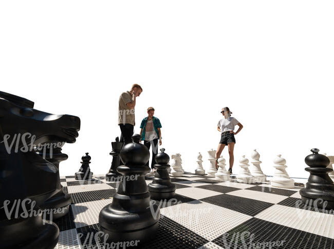 people playing chess on the street seen from low angle