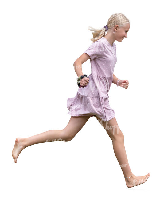 girl in a pink dress running