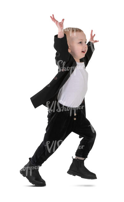 cut out little boy running joyfully