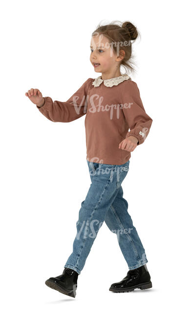 cut out little girl walking