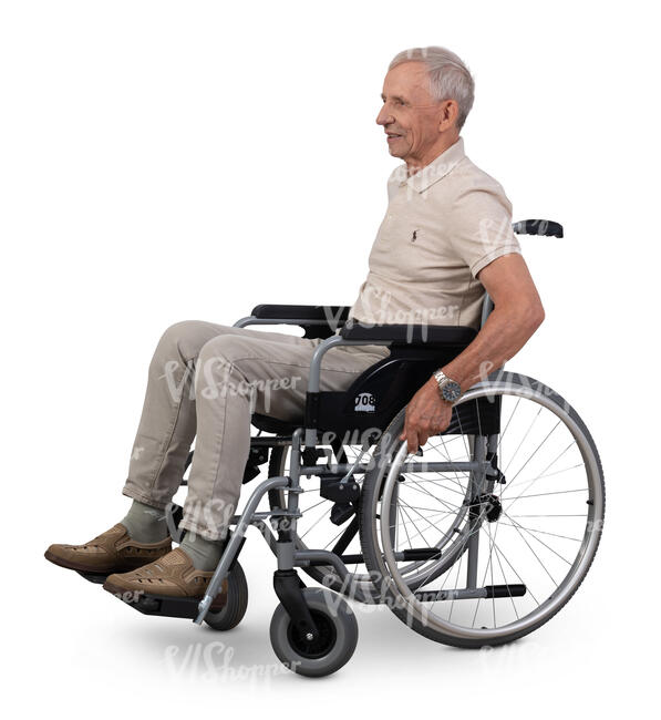 older man sitting in a wheelchair